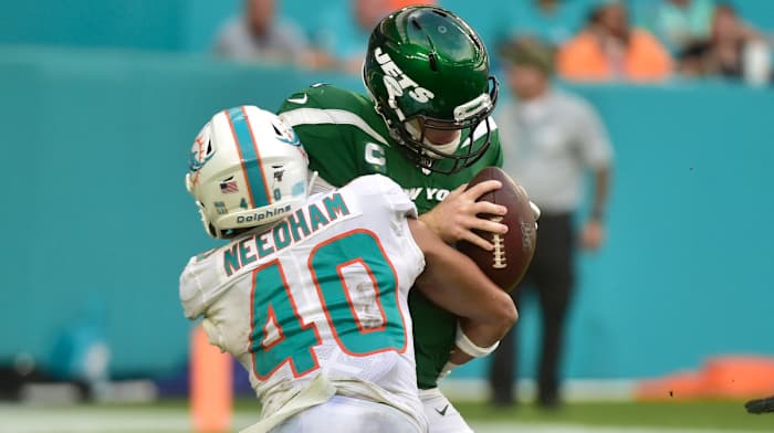 Sam Darnold sacked in loss to the Dolphins